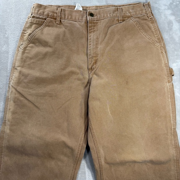 Vintage Carhartt B11 Brn Canvas Carpenter Pants Men's Sz 36x32 USA Made - Picture 2 of 11